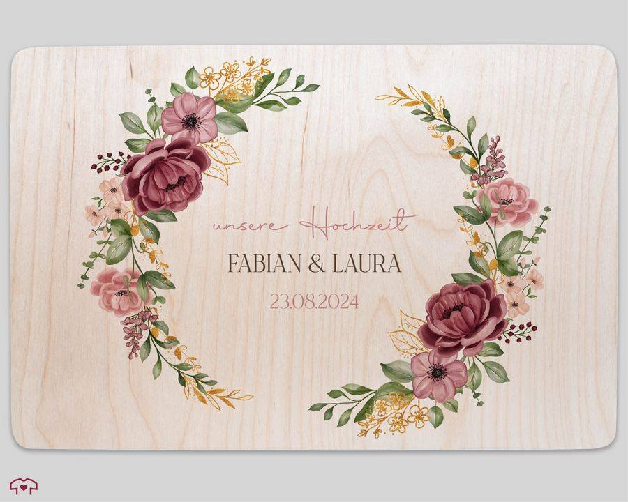 Shirtracer Erinnerungsbox Unsere Hochzeit Mit Rosen Blumenkranz Personalisiert Hochzeitsgeschenke Shirtracer