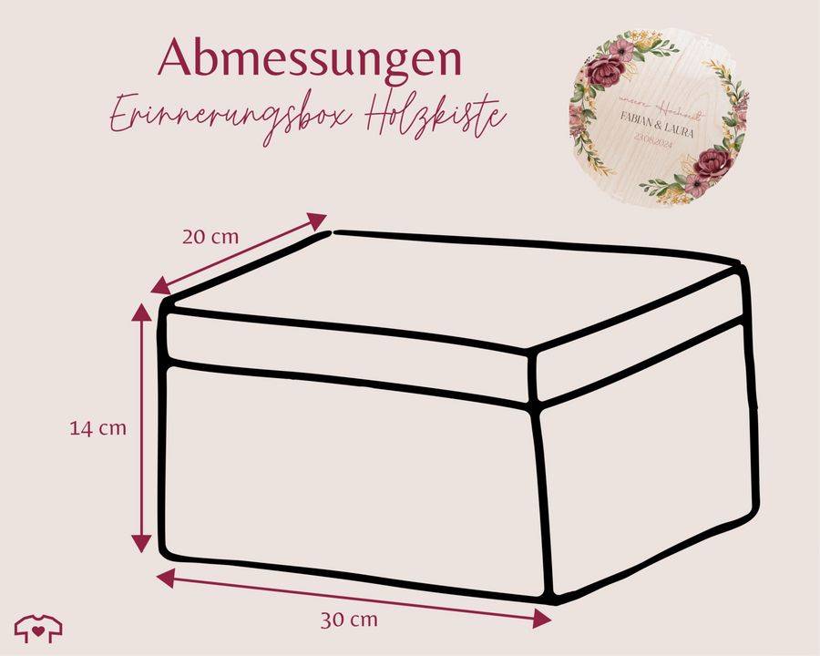 Shirtracer Erinnerungsbox Unsere Hochzeit Mit Rosen Blumenkranz Personalisiert Hochzeitsgeschenke Shirtracer