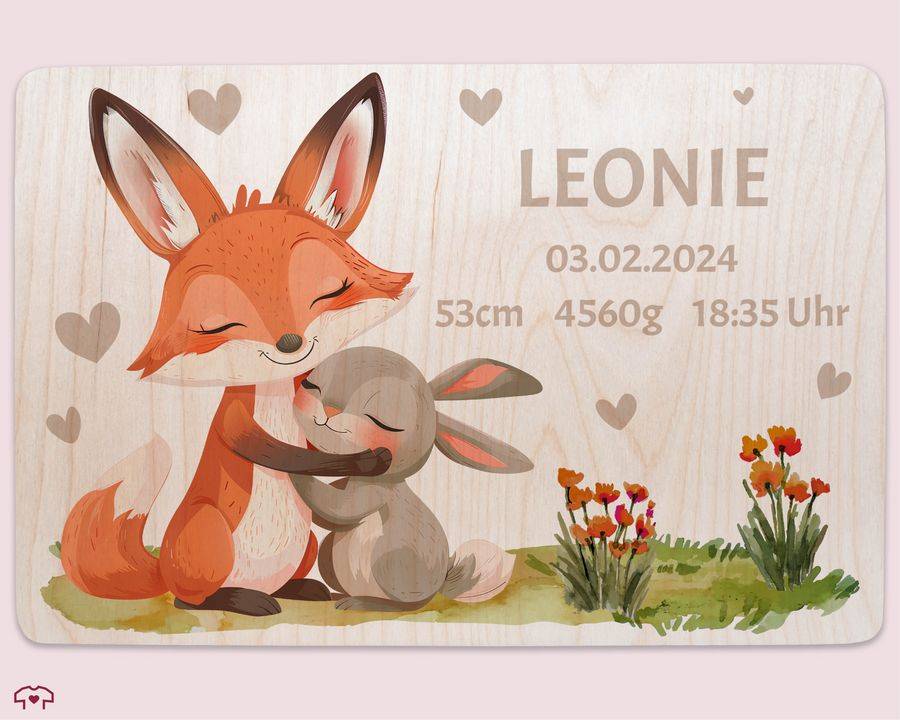 Shirtracer Erinnerungsbox Zur Geburt Personalisiert Mit Fuchs Hase Waldtiere Baby Holzkis Shirtracer