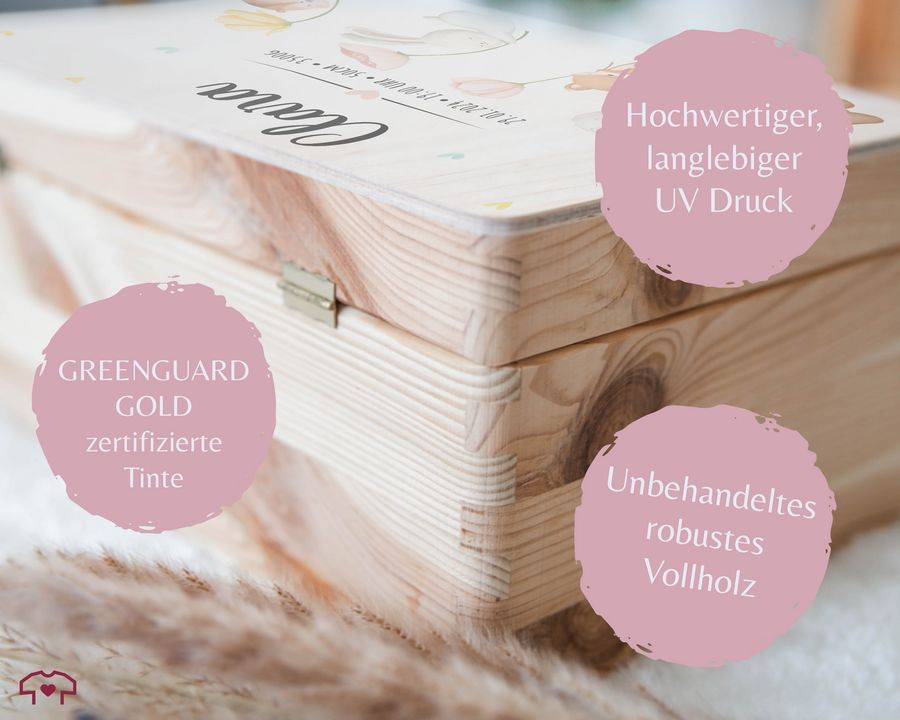 Shirtracer Erinnerungskiste Baby Personalisiert Erinnerungsbox Baby Erinnerungen Waldtiere Bär Fuchs Hase Eichhörnchen Shirtracer