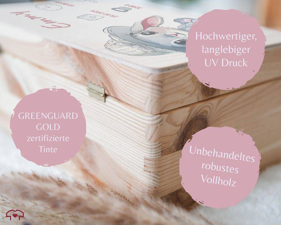 Shirtracer Erinnerungskiste Geburt Mit Hase Und Name Geburtsgeschenk Baby Babybox Erinnerungen Personalisiert Shirtracer