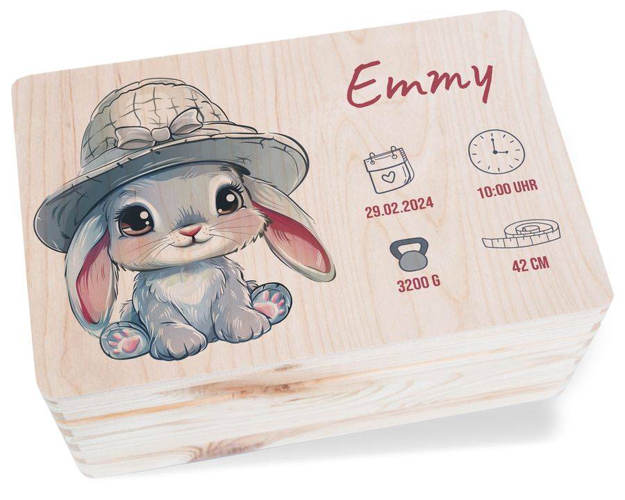 Shirtracer Erinnerungskiste Geburt Mit Hase Und Name Geburtsgeschenk Baby Babybox Erinnerungen Personalisiert Shirtracer