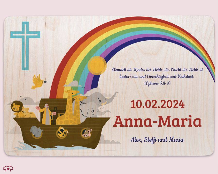 Shirtracer Erinnerungskiste Zur Taufe Arche Noah Mit Tieren Personalisierte Erinnerungskiste Taufe Taufgeschenk Shirtracer