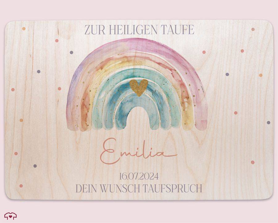 Shirtracer Erinnerungskiste Zur Taufe Mit Regenbogen - Personalisierte Babybox Für Jungen Und Mädchen - Taufgeschenk Shirtracer