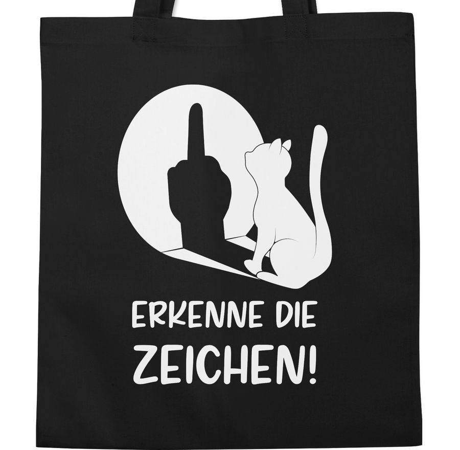 Shirtracer Erkenne Die Zeichen Katze - Stinkefinger Winkelkatze Mittelfinger Katzen Shirt Shirtracer