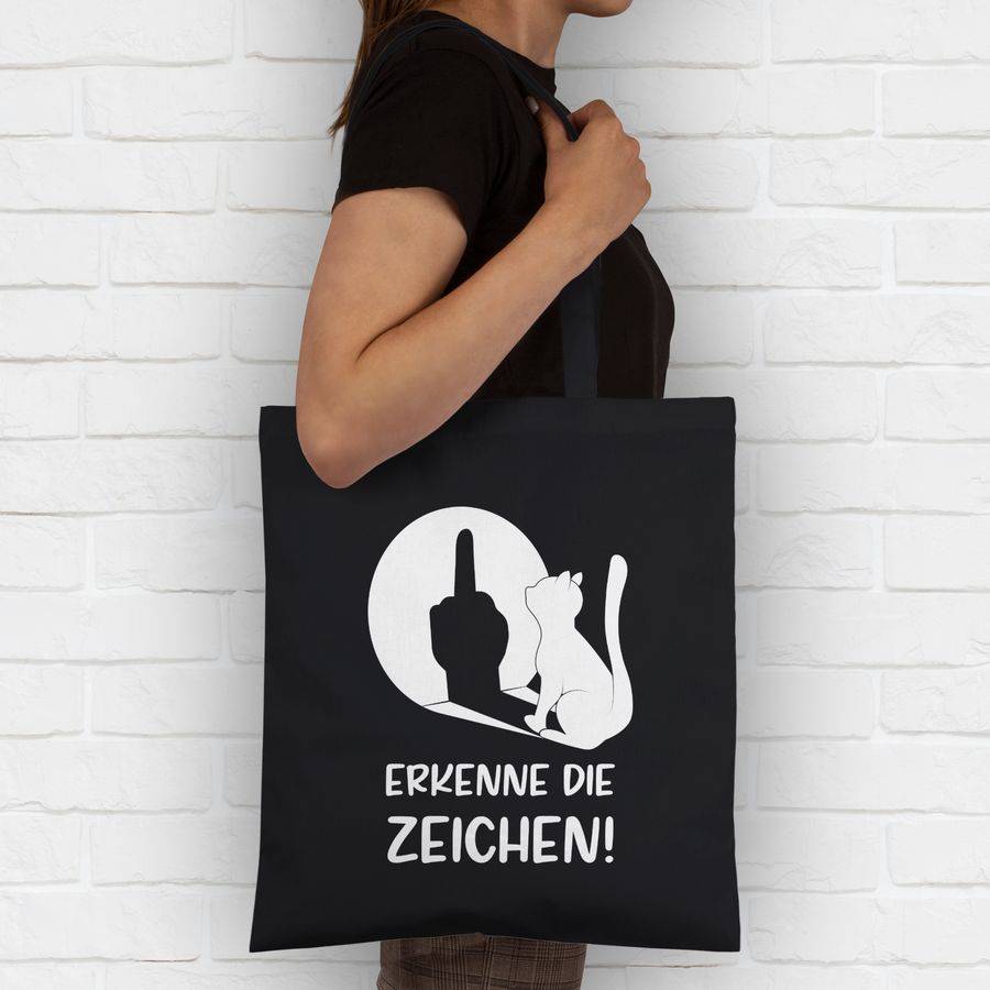 Shirtracer Erkenne Die Zeichen Katze - Stinkefinger Winkelkatze Mittelfinger Katzen Shirt Shirtracer