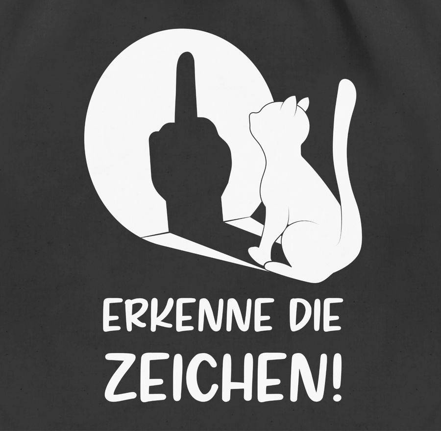 Shirtracer Erkenne Die Zeichen Katze - Stinkefinger Winkelkatze Mittelfinger Katzen Shirt Shirtracer