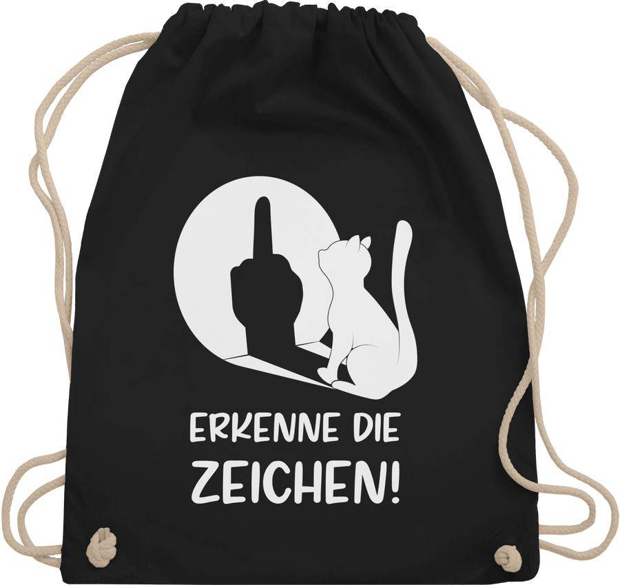 Shirtracer Erkenne die Zeichen Katze - Stinkefinger Winkelkatze Mittelfinger Katzen Shirt Shirtracer