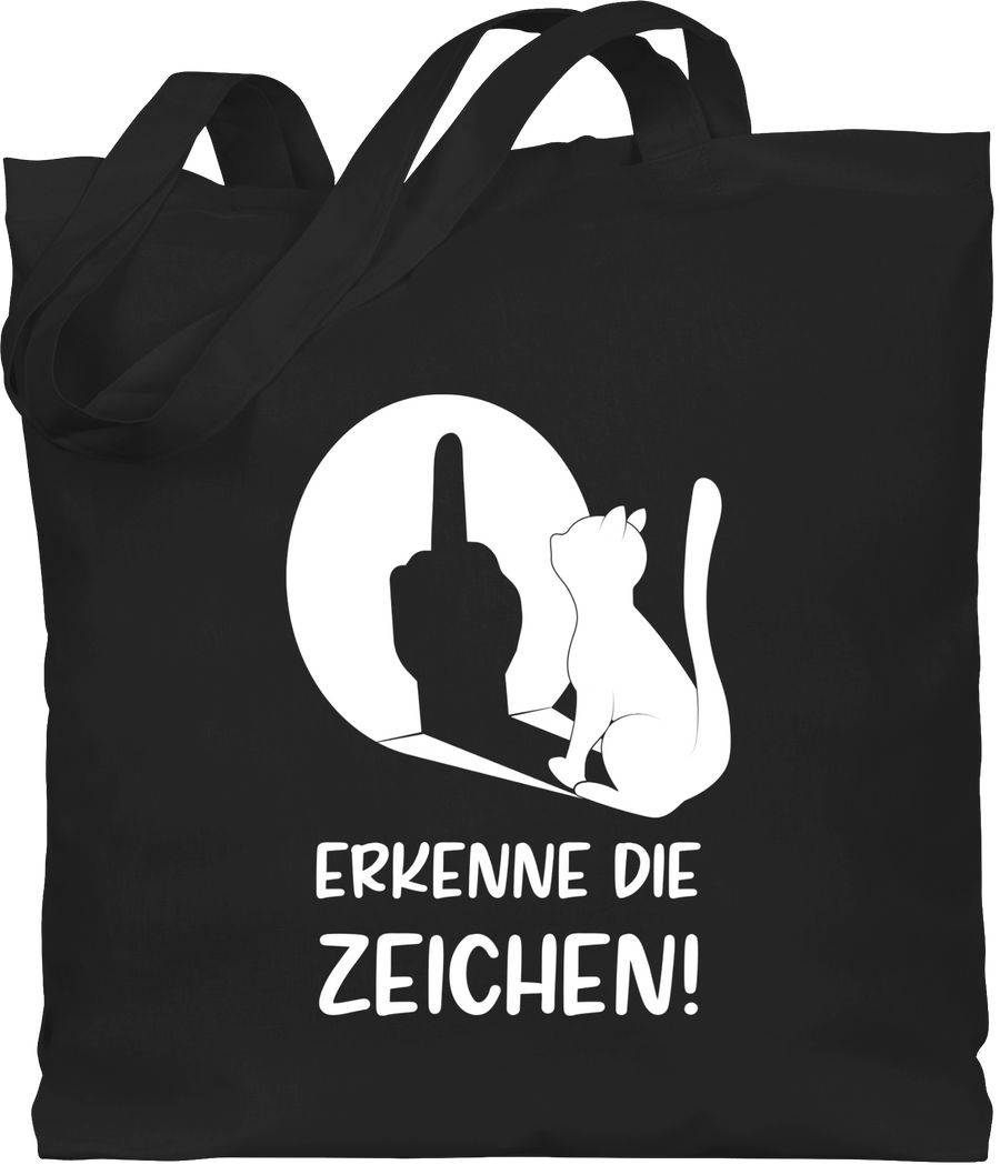 Shirtracer Erkenne die Zeichen Katze - Stinkefinger Winkelkatze Mittelfinger Katzen Shirt Shirtracer