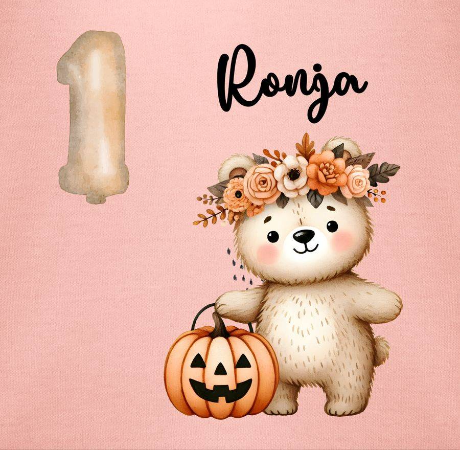 Shirtracer Erster Geburtstag Mit Bär Und Kürbis Erster Ehrentag Erste Geburtstagsfeier Einjähriger Geburtstag Shirtracer