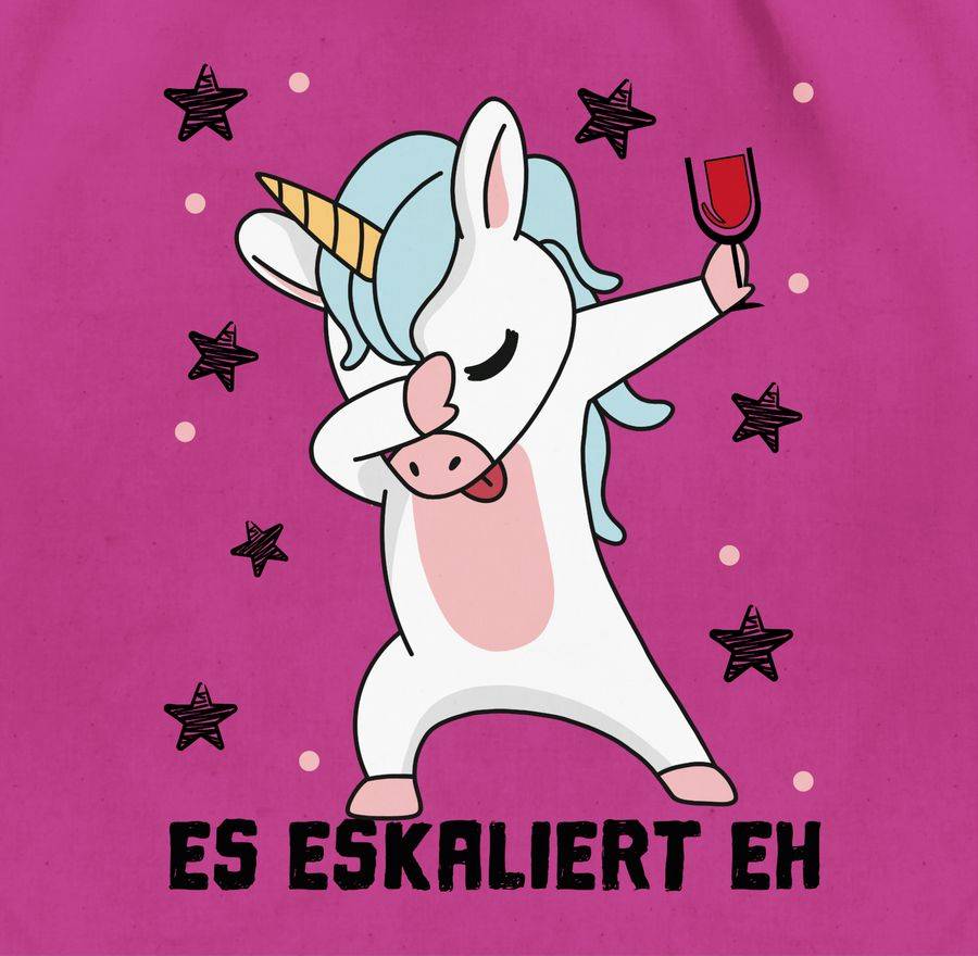 Shirtracer Es Eskaliert Eh Einhorn Mit Weinglas: Tshirt Turnbeutel Shirtracer
