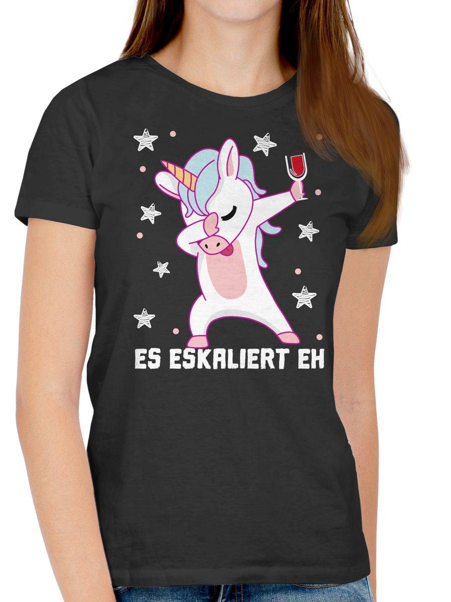 Shirtracer Es Eskaliert Eh Einhorn Mit Weinglas Weiß Shirts & Mehr Shirtracer