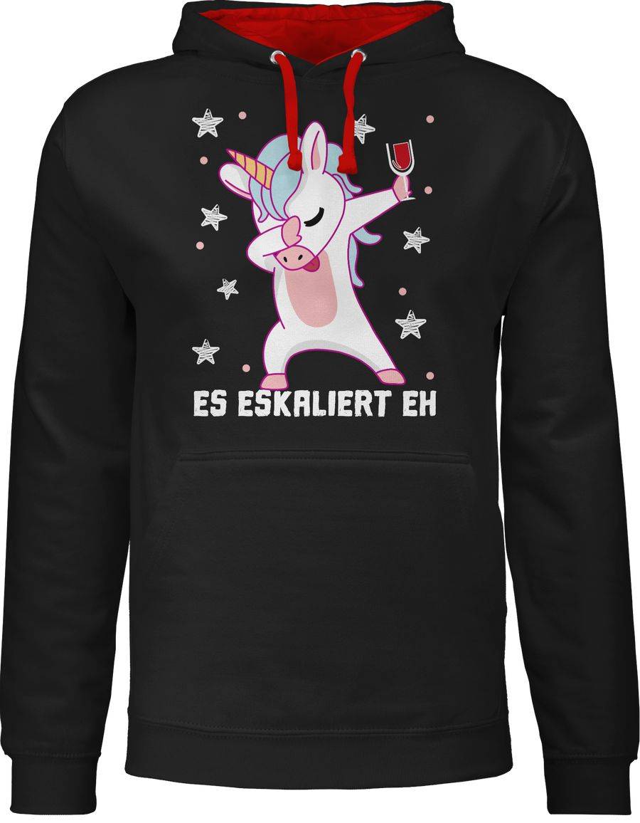 Shirtracer Es eskaliert eh Einhorn mit Weinglas weiß Shirts & Mehr Shirtracer