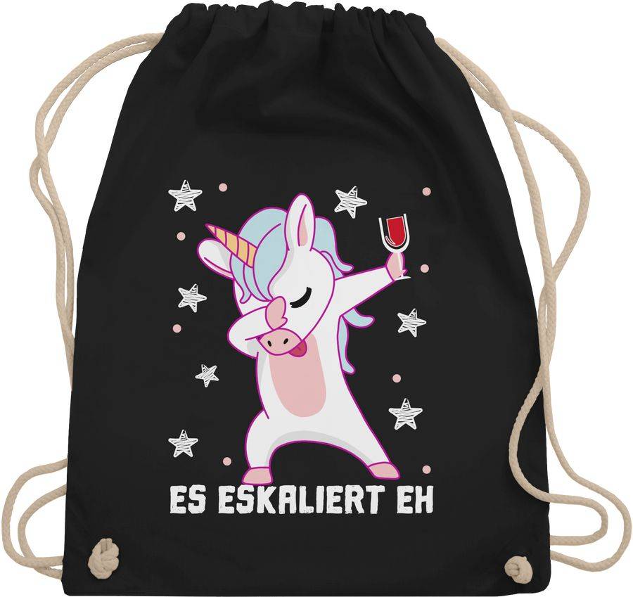 Shirtracer Es eskaliert eh Einhorn mit Weinglas weiß Shirts & Mehr Shirtracer