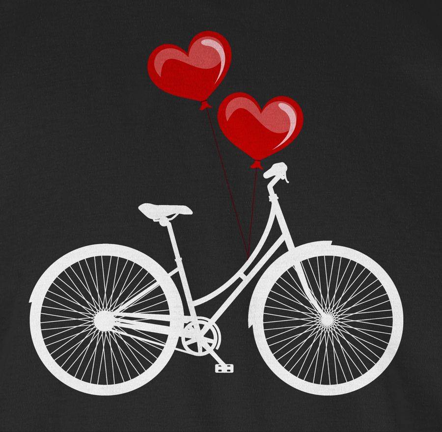 Shirtracer Fahrrad Herz Luftballons - Weiß/rot: T-Shirt Turnbeutel Shirtracer