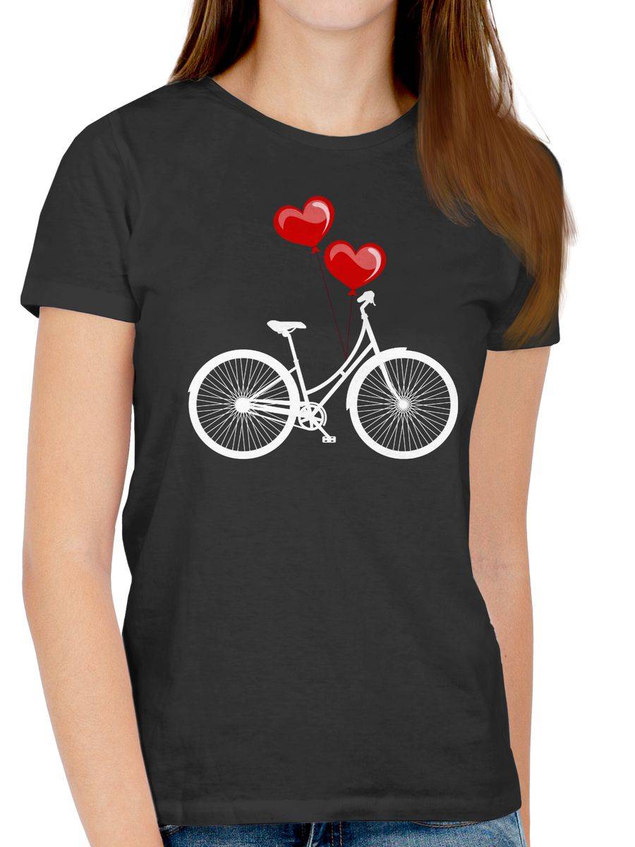Shirtracer Fahrrad Herz Luftballons - Weiß/rot: T-Shirt Turnbeutel Shirtracer