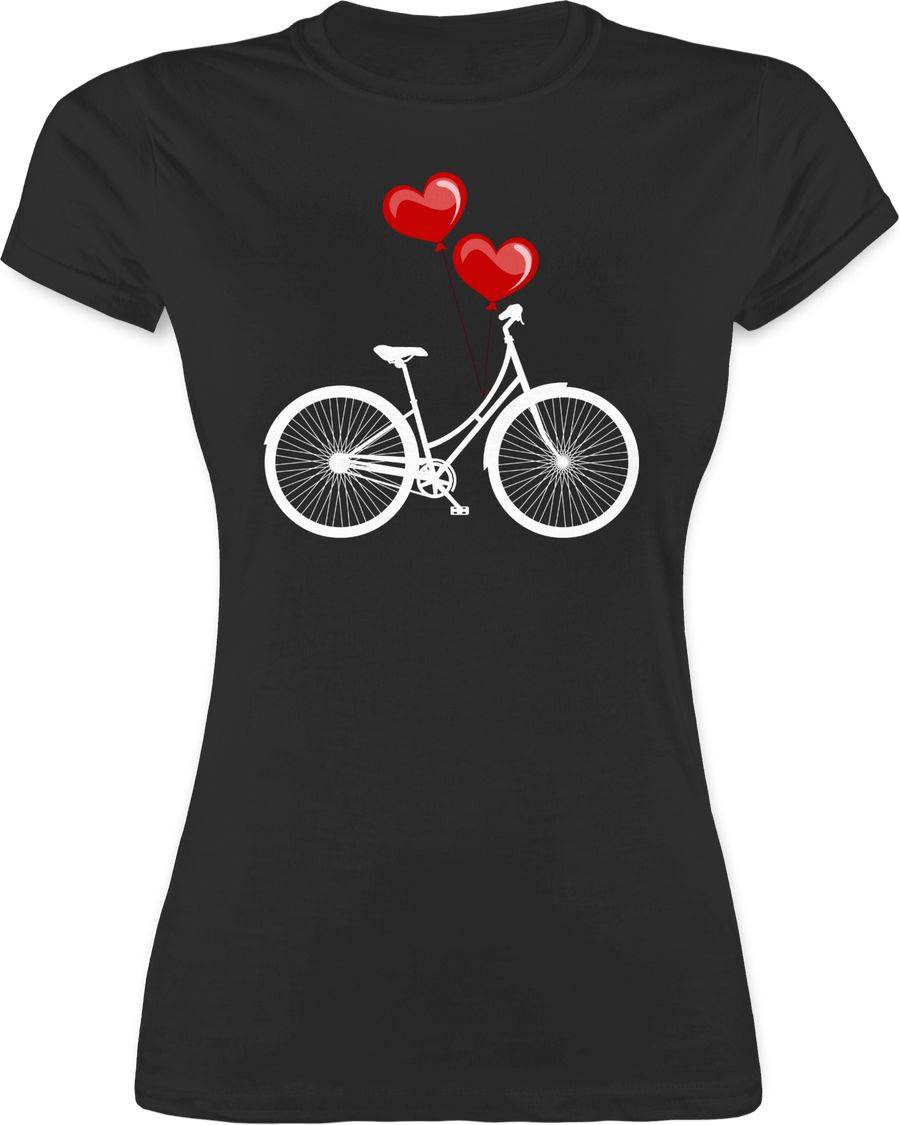 Shirtracer Fahrrad Herz Luftballons - weiß/rot: T-Shirt Turnbeutel Shirtracer