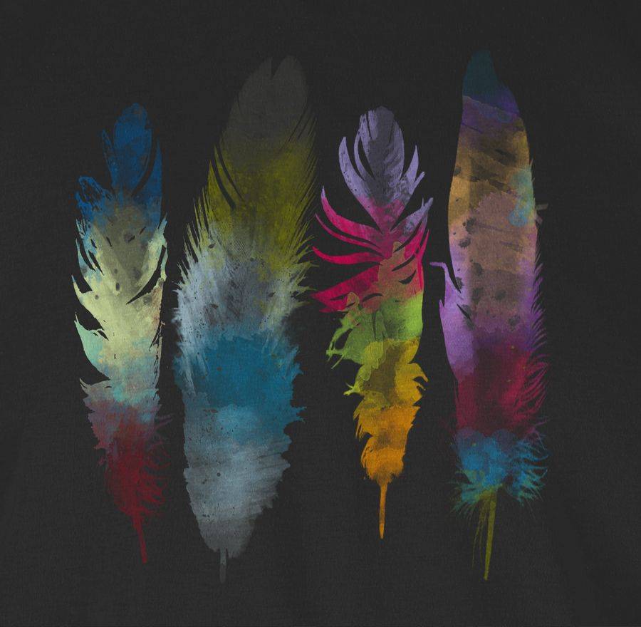 Shirtracer Federn Wasserfarbe Watercolor Feathers: T-Shirt Turnbeutel Shirtracer