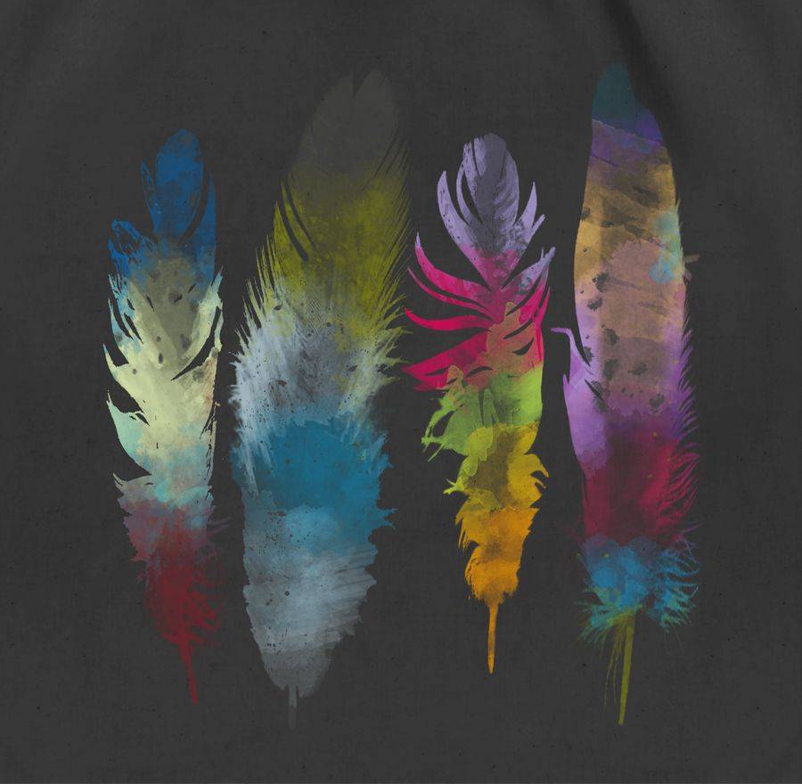 Shirtracer Federn Wasserfarbe Watercolor Feathers: T-Shirt Turnbeutel Shirtracer