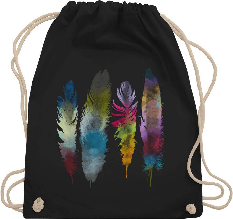 Shirtracer Federn Wasserfarbe Watercolor Feathers: T-Shirt Turnbeutel Shirtracer