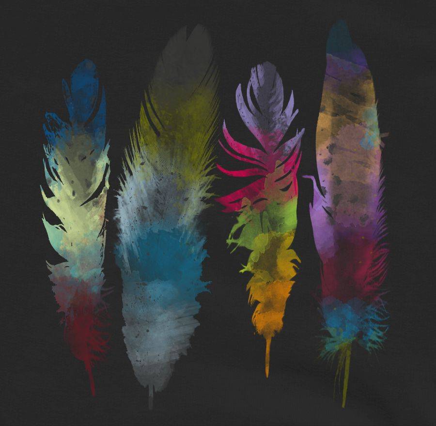 Shirtracer Federn Wasserfarbe Watercolor Feathers: T-Shirt Turnbeutel Shirtracer