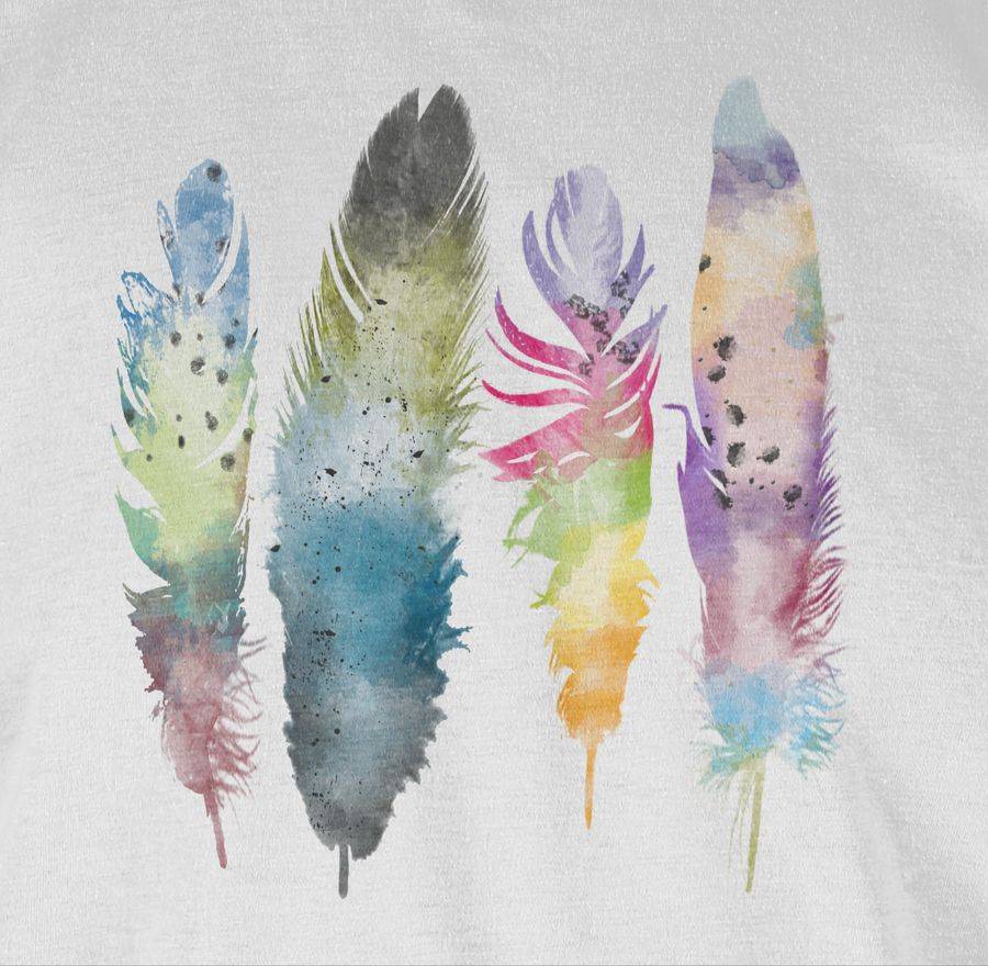Shirtracer Federn Wasserfarbe Watercolor Feathers: T-Shirt Turnbeutel Shirtracer