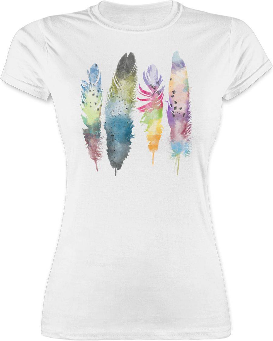 Shirtracer Federn Wasserfarbe Watercolor Feathers: T-Shirt Turnbeutel Shirtracer