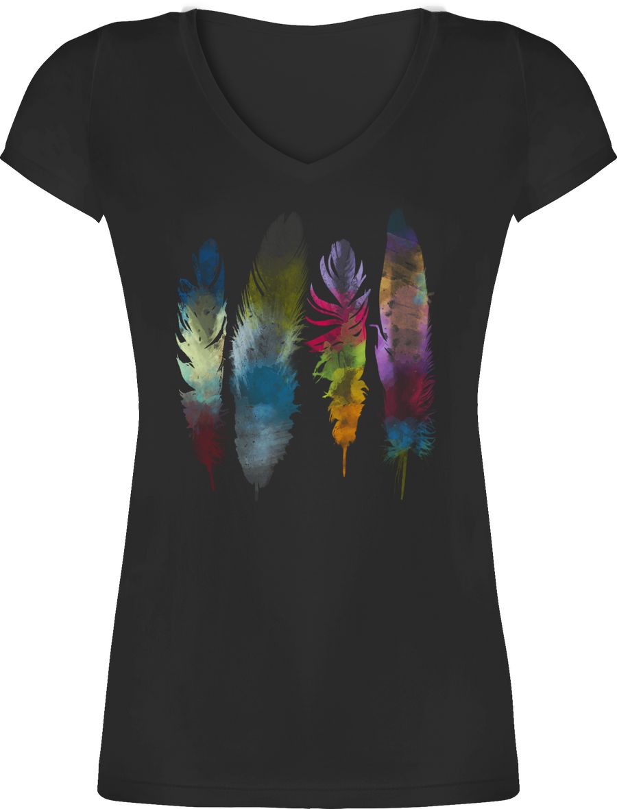 Shirtracer Federn Wasserfarbe Watercolor Feathers: T-Shirt Turnbeutel Shirtracer