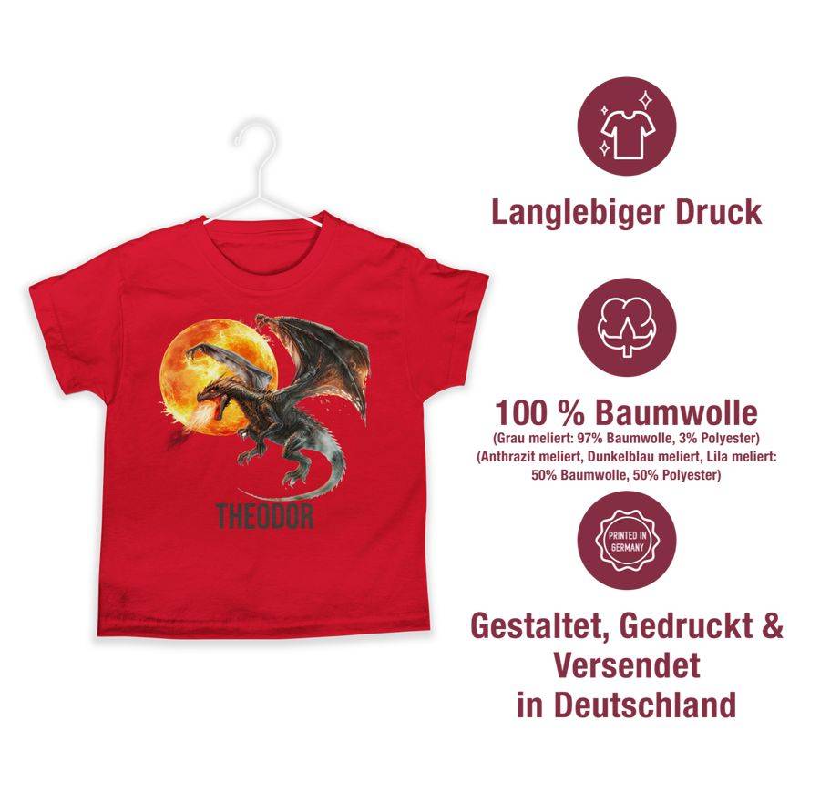 Shirtracer Feuerdrache Mit Name Drachenmotiv Drache Drachenliebhaber Shirtracer
