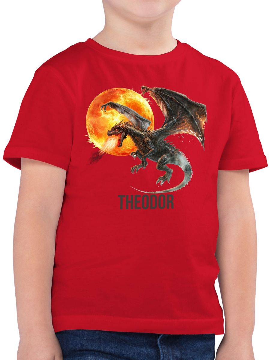 Shirtracer Feuerdrache mit Name Drachenmotiv Drache Drachenliebhaber Shirtracer