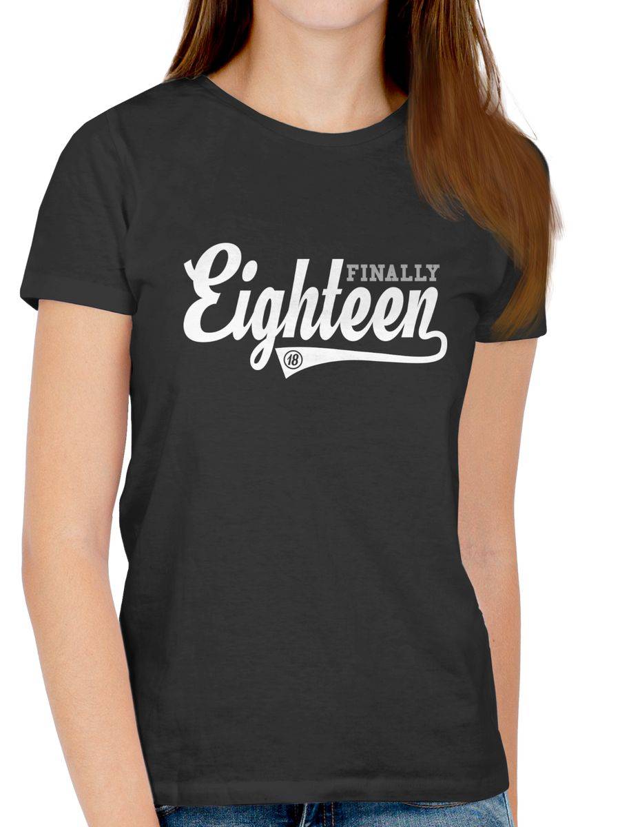 Shirtracer Finally Eighteen College Stil: Tshirt Turnbeutel Shirtracer