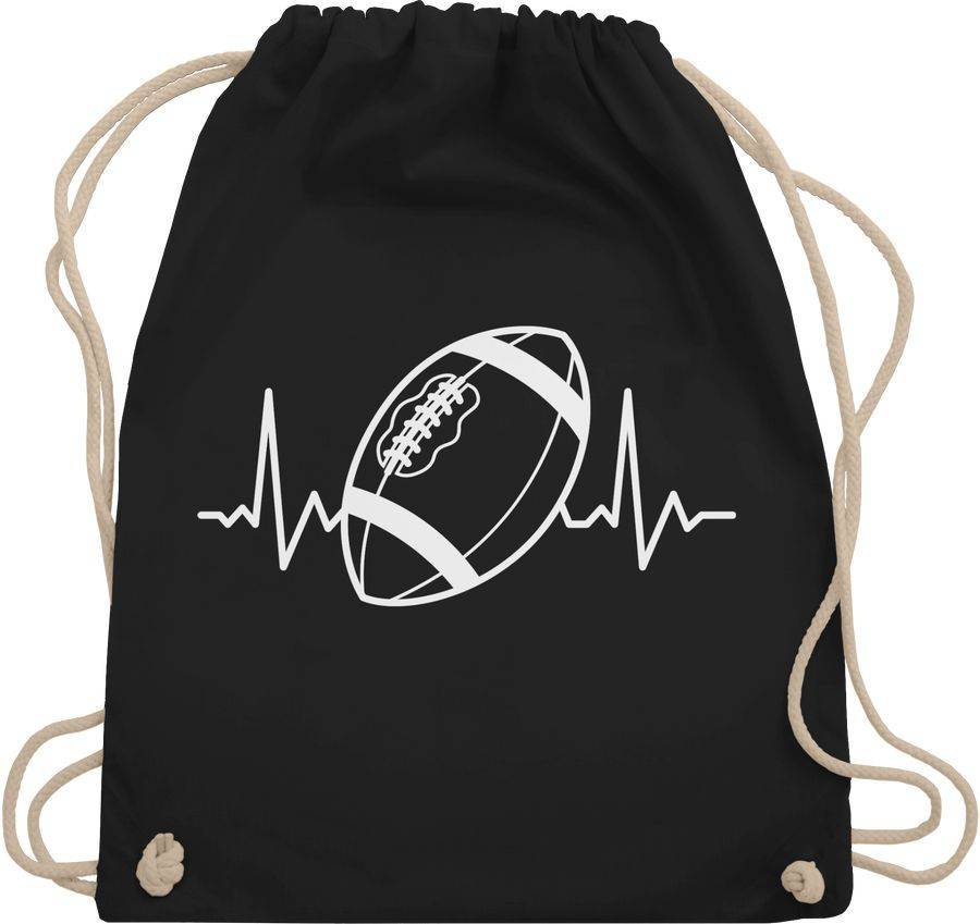 Shirtracer Football Herzschlag - weiß: T-Shirt Turnbeutel Shirtracer