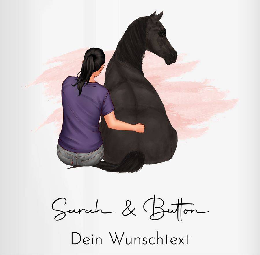 Shirtracer Frau Mit Pferd - Wunschtext Wunschname Text: T-Shirt Turnbeutel Shirtracer