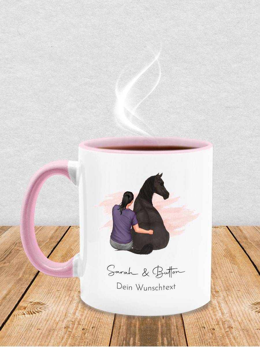 Shirtracer Frau Mit Pferd - Wunschtext Wunschname Text: T-Shirt Turnbeutel Shirtracer