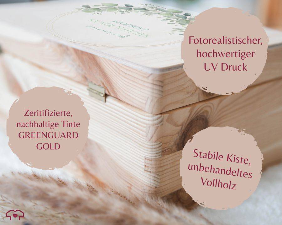 Shirtracer Für Immer Eukalyptus Mit Name Und Datum Erinnerungsbox Hochzeit Aufbewahrungsb Shirtracer