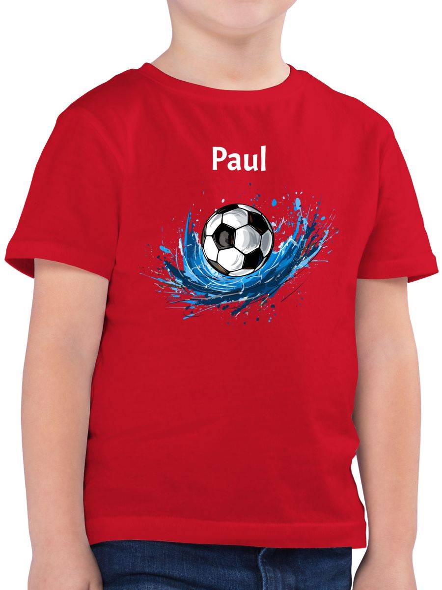 Shirtracer Fußball Fußballfan Fußballbegeistertes Fußballliebender Junge mit Name Shirts Shirtracer