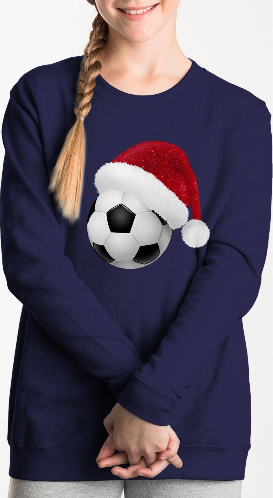 Shirtracer Fußball Mit Weihnachtsmütze Glitzeroptik: T-Shirt Rucksack Shirtracer