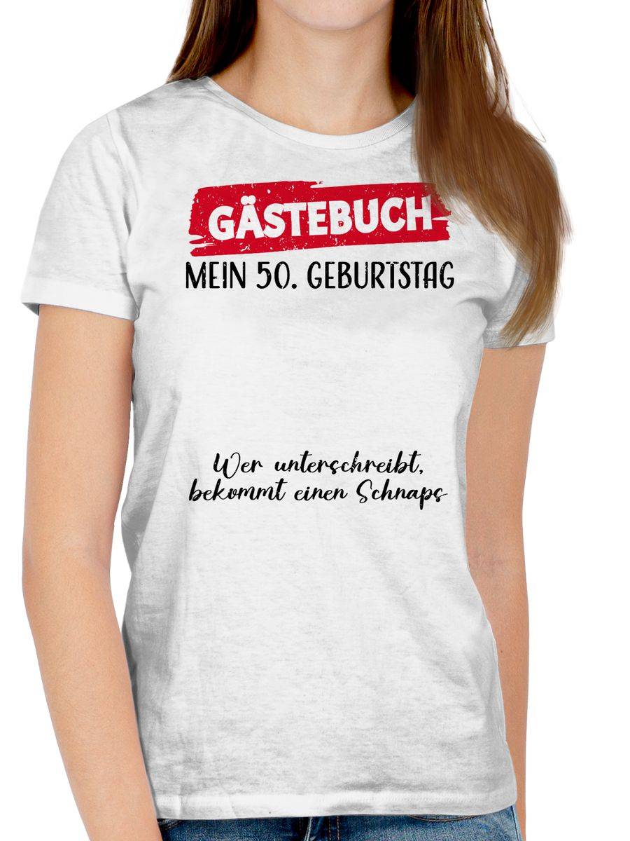 Shirtracer Gästebuch - 50. Geburtstag Gäste Unterschrift Gästeliste Lustig: Tshirt Rucksack Shirtracer