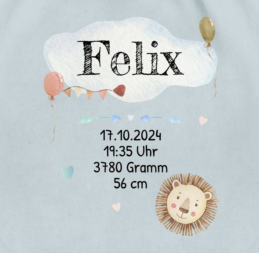 Shirtracer Geburtsgeschenk Baby Geschenk Zur Geburt Junge Löwe: T-Shirt Turnbeutel Shirtracer