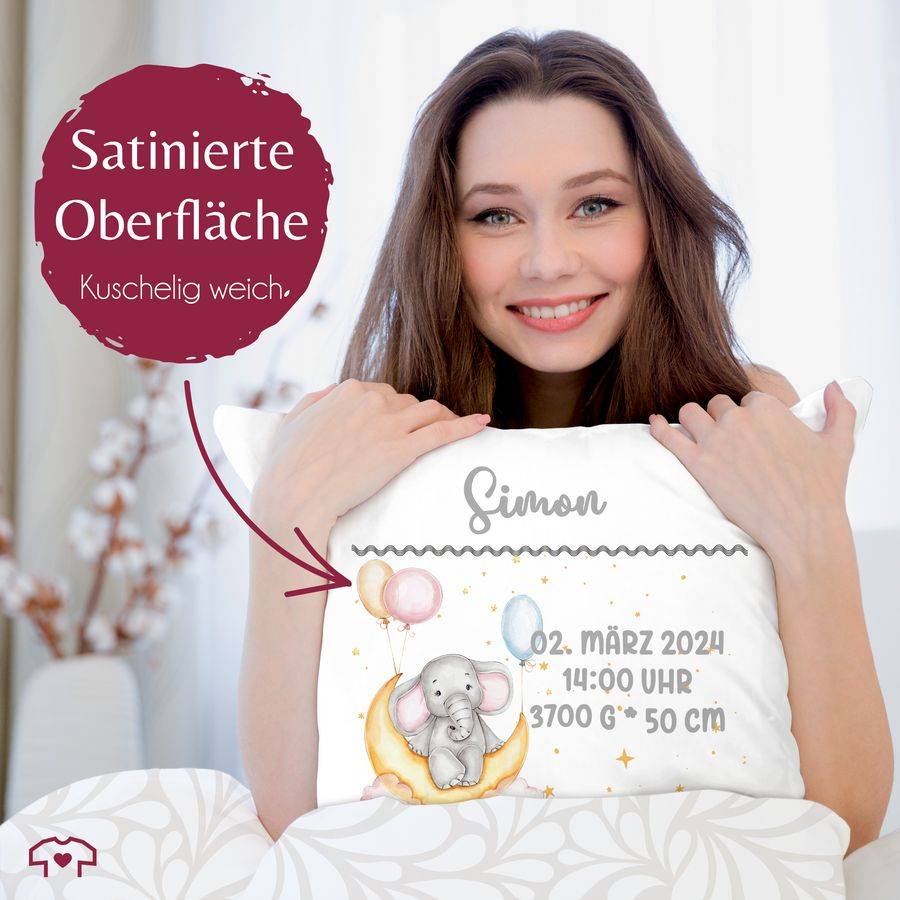 Shirtracer Geburtsgeschenk Elefant Datum Uhrzeit Gewicht Größe: Tshirt Turnbeutel Shirtracer