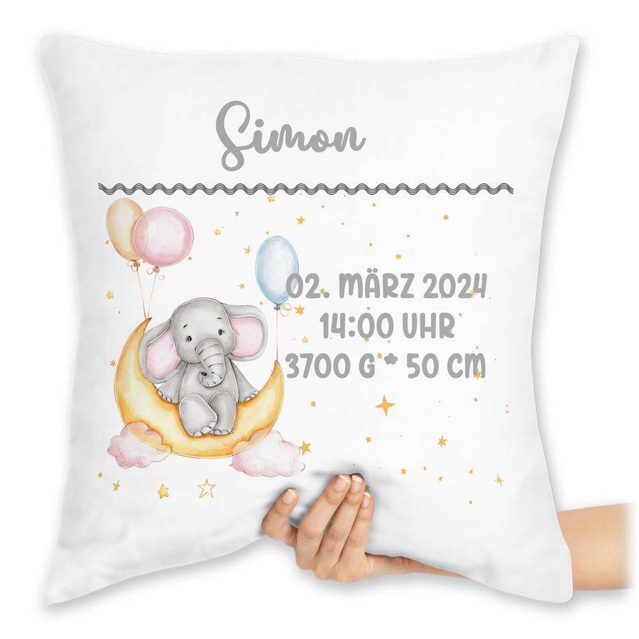 Shirtracer Geburtsgeschenk Elefant Datum Uhrzeit Gewicht Größe: Tshirt Turnbeutel Shirtracer