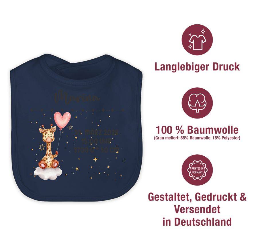 Shirtracer Geburtsgeschenk Giraffe Datum Uhrzeit Gewicht Größe: Tshirt Turnbeutel Shirtracer