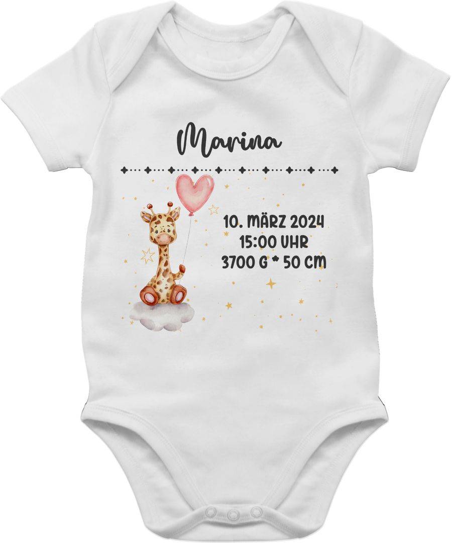Shirtracer Geburtsgeschenk Giraffe Datum Uhrzeit Gewicht Größe: Tshirt Turnbeutel Shirtracer