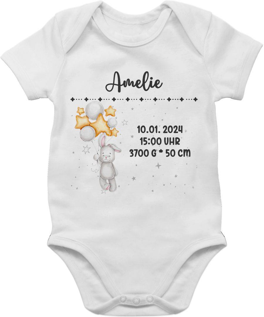Shirtracer Geburtsgeschenk Hase Datum Uhrzeit Gewicht Größe: Tshirt Turnbeutel Shirtracer