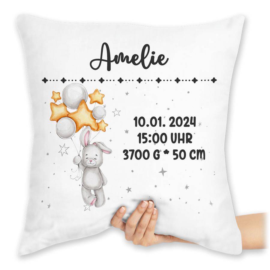 Shirtracer Geburtsgeschenk Hase Datum Uhrzeit Gewicht Größe: Tshirt Turnbeutel Shirtracer