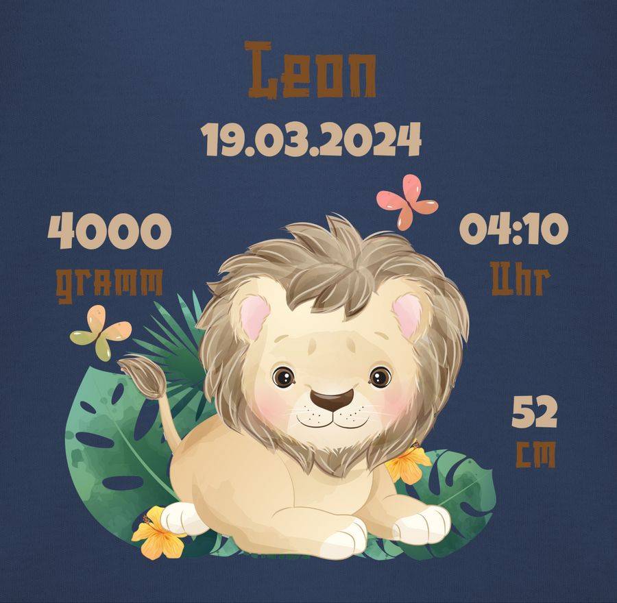 Shirtracer Geburtsgeschenk Löwe Datum Gewicht Uhrzeit Größe Shirts & Mehr Shirtracer