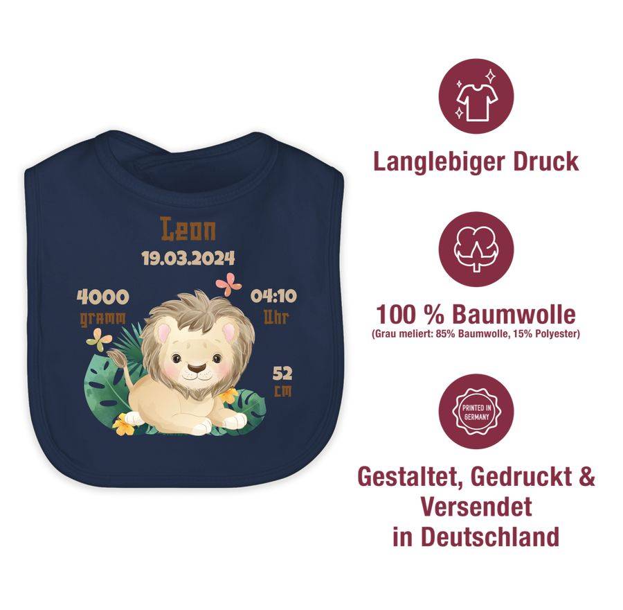 Shirtracer Geburtsgeschenk Löwe Datum Gewicht Uhrzeit Größe Shirts & Mehr Shirtracer