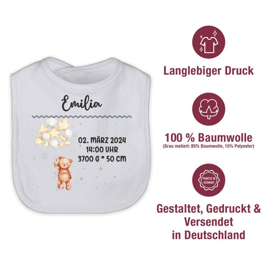 Shirtracer Geburtsgeschenk Teddy Bär Datum Uhrzeit Gewicht Größe Shirts & Mehr Shirtracer
