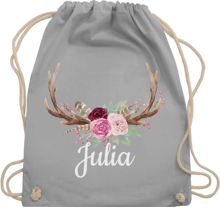 Shirtracer Geweih mit Name: T-Shirt Turnbeutel Shirtracer