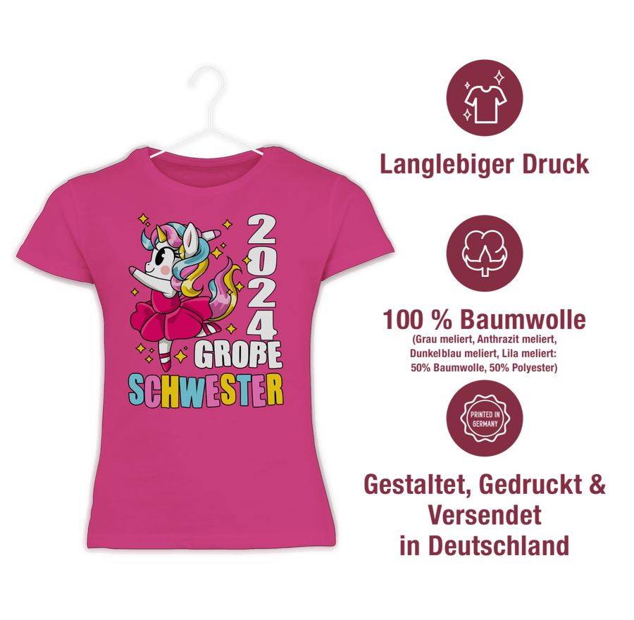 Shirtracer Große Schwester 2024 Mit Ballerina Einhorn: T-Shirt Gym Bag Shirtracer